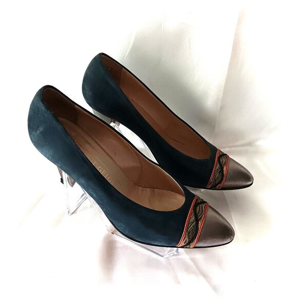 EUC ~ KURT GEIGER Baldini Gorgeous Navy Blue Suede Pumps ~ Size 9 - Picture 5 of 15